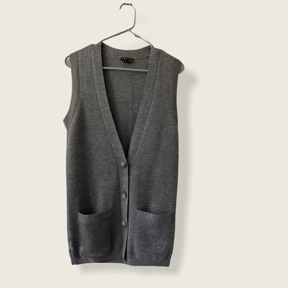 Theory Grey Merino Wool Long Vest size Small - Picture 4 of 13